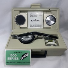 Dymo 1550 Deluxe Tapewriter Labeling Kit Chrome Label Maker Case Works Vintage picture