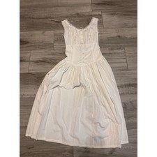 Vintage White Cotton Lace Maxi Dress Floral Embroidery Cottagecore Prairie Dress picture