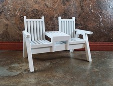 Dollhouse Double Porch Chair White Wood 1:12 Scale Miniature Furniture picture