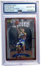 STEVE NASH SIGNED 1996 TOPPS FINEST HEIRS ROOKIE #217 SUNS PSA 10 AUTO picture