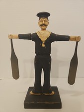 Rare Vtg Carved & Painted Nantucket Sailor Men Whirligig picture