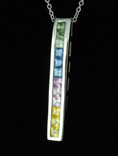 $3950 / Designer EFFY Watercolors Sapphire 14K Bar Necklace  / wholesale picture