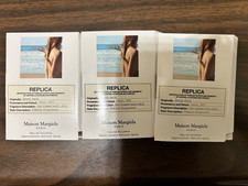 3x MAISON MARGIELA REPLICA BEACH WALK EAU DE TOILETTE .04 OZ SAMPLE CARD NEW picture