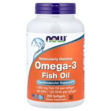 Now Foods Omega-3 180 EPA 120 DHA 200 Softgels GMP Quality Assured, Kosher picture