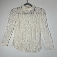 Reformation Kruger Ivory Lace Top Mock Neck Sheer Romantic Feminine Boho Chic XS picture