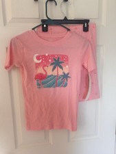 Carter's Girls Size 12 Pink 2pc Cotton Knit Shorts Pajamas Flamingo Tropical picture