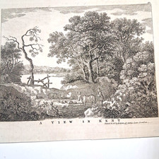 Antique A View in Kent England Landscape Engraving D. Ash London picture