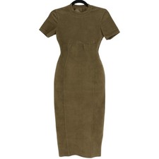 Fendi x SKIMS Women's Knit Midi Dress Short Sleeve Size XXS Olive Green Bodycon picture