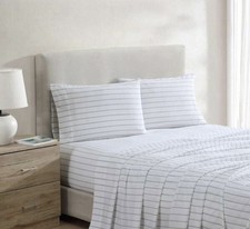 Nautica Home Queen Sheet Set Skippers Island Green Stripe New Four Piece picture