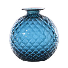 Venini Balloton Monofiore 100.18 Murano Vase Medium Horizon Blue Red Thread picture