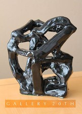 EPIC ABSTRACT CERAMIC SCULPTURE VTG 60S ORIG ART BLACK MID CENTURY MODERN BOHO picture