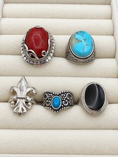 Vintage 925 Sterling Silver Gemstone Ring Lot Sarda Carolyn Pollack- Sizes 5-10 picture