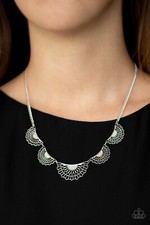 Fanned Out Fashion Silver Necklace Paparazzi New picture