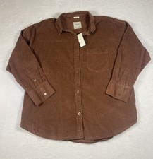 Abercrombie & Fitch Women’s Oversized Corduroy Shirt Brown 100% Cotton XL Y2K picture