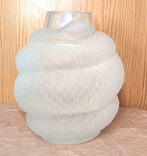 Vintage Lalique Style Vase Textured Serpent Iridescent Rim Heavy 12