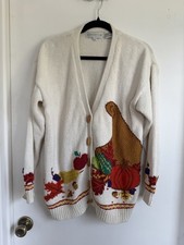 Vintage Ugly Thanksgiving Cardigan Sweater Size Medium picture