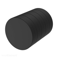 1 x 1/4 Inch Rare Earth Disc Magnets N52 with Black Plastic Coating (5 Pack) picture