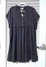 ash acid wash bat wing button pleat dress XL picture
