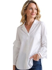 NWT Harshman Vivona Tunic White Cotton Ruffle Sleeve High Low Blouse Small $230 picture
