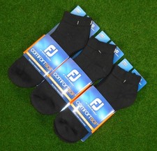 New in Packaging Lot of 3 FootJoy Black ComfortSof Men's Sport Socks picture
