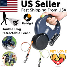 Dual Pet Leash Retractable Reflective Lead 360 Swivel Double Dog Walking Leash picture