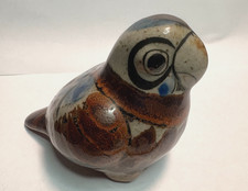 Vintage Tonala Mexican Pottery Bird Figurine featuring hand-painted folk art #c picture