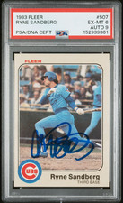 1983 Fleer Ryne Sandberg Signed Baseball Card 507 Certified PSA 6 DNA 9 Auto HOF picture