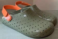 MEL by Mini Melissa Sz 3 Green Rubber Perforated Clogs Shoes Orange Strap picture