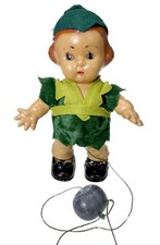 Vintage Peter Pan Plastic Pull Walking Toy 6” Velvet & Felt Clothes Robin Hood picture