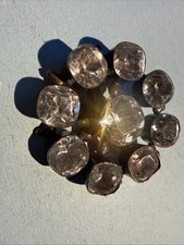 Antique Georgian C1830 9k Rolled Gold W/Paste Stones 1.75” Floral Style Brooch picture
