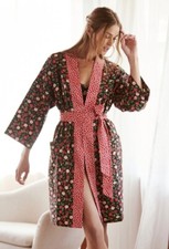 Anthropologie Printfresh Robe Apple Orchard Fall Organic Cotton Red Size S/M NEW picture