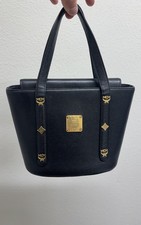 Vintage MCM Black Saffiano Leather Studded Munchen Mini Tote picture