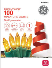 GE String A Long 100 Count 20.6 ft GOLD Incandescent Christmas String Lights picture