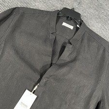 Murano Baird McNutt Linen Shirt Mens XLT Tall Black Roll Tab Sleeve Button New picture