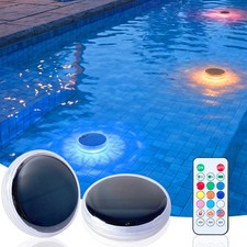 2 Pack Solar Rechargeable Floating Pool Lights RGB LED with Remote Control IP67 picture
