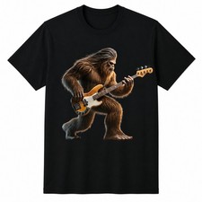Bigfoot Playing a Electric Guitar Rock on Sasquatch Christmas T-Shirt picture