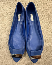 Schutz Women's Blue Pointed Toe Ballet Flats Slip-On Logo EU 38 US 7 picture