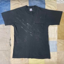 Vtg 80s BVD Cotton Selvedge Pocket Blank Tee Faded Single Stitch Painted Mens M picture