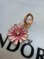 Authentic Pandora Rose Gold Pink Enamel Daisy Flower Dangle Charm picture