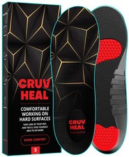 CRUVHEAL Work Pro Boot Insoles Men – Low Arch Shock Absorption (Black, S) picture