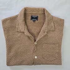 Todd Snyder Knit Cotton Linen Blend Camp Shirt Geometric Jacquard Mens S Brown picture