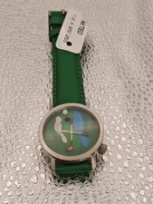 AKTEO Golf J-C Mareschal Design Quartz Watch Made in France Green Leather New picture