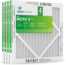 Trightfilters 12x12x1 MERV-8 Air Filter Pleated for Home HVAC AC Furnace - 4pack picture