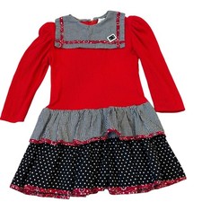 Vintage Youngland Girls Dress Size 6 Houndstooth & Polka Dot Pattern Union Made picture