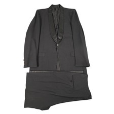 1950s Lord West 2 Piece Tuxedo Suit Men 44R 36X33 Black Shawl Lapel Pleated picture
