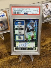 2023 Optic PSA 10 Jahmyr Gibbs Rookie Ticket Auto /8 POP 1 On Card Black Pulsar picture