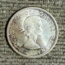 1964 Canada $1 Silver Dollar Quebec Elizabeth II 0.8 Fine KM#64 picture
