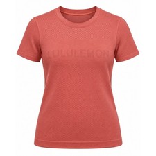 Lululemon Swiftly Tech SS 2.0 Logo Shirt Terracotta Red Orange Medium 8-10 picture