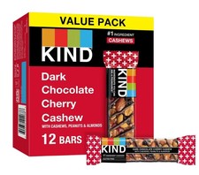 KIND Bars, Dark Chocolate Cherry Cashew, Gluten free, 1.4 oz, 12 Snack Bars picture