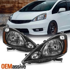 For 2012-2014 Honda Fit [Halogen Type] Black Headlights Pair Driver + Passenger picture